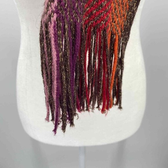 Cejon Scarf Womens‎ One Size Metallic Purple Red Orange Brown Acrylic 104" - Picture 4 of 5